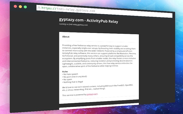 ActivityPub Relay for the Fediverse by gyptazy