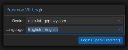 Authentik Proxmox OIDC Login Screen